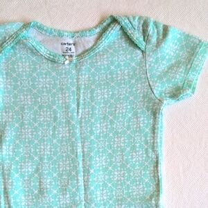 carter's aqua cotton short sleeve bodysuit diaper shirt 24 months baby girl